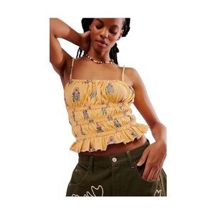 NWT Free People Dolce Vita Orange Ruffled Ruching Tank Top Size Large
